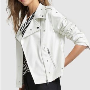 White Star Studded Faux Leather Jacket